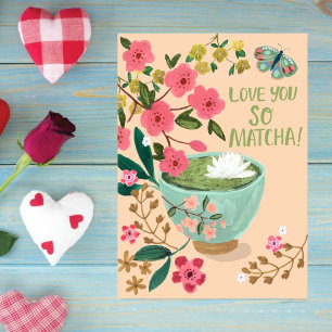 Jag kärlek så Matcha l Funny Blommigt Butterfly Helgkort