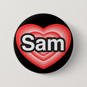 Jag kärlek Sam. Jag kärlekar dig Sam. Hjärta Knapp