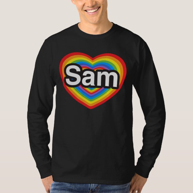 Jag kärlek Sam. Jag kärlekar dig Sam. Hjärta T-shirt (Framsida)