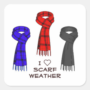 Jag Kärlek Scarves! Fyrkantigt Klistermärke