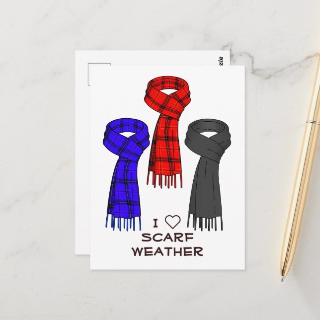 Jag Kärlek Scarves! Vykort (Fram/Back In Situ)