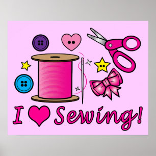 Jag Kärlek Sewing! Poster