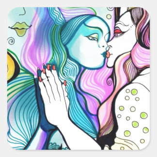 Jag kärlek själv - eller Magic Spegel Fyrkantigt Klistermärke