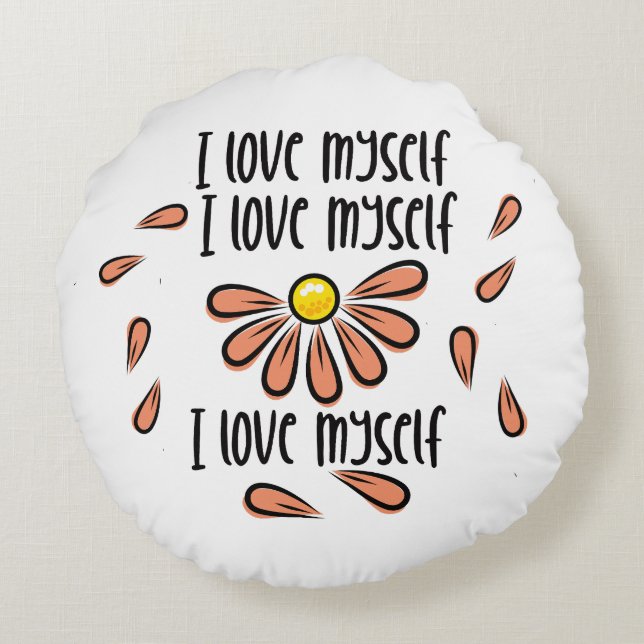 Jag kärlek själv rund kudde (Baksidan)