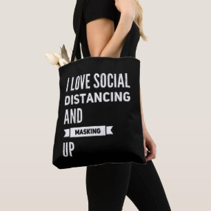 Jag Kärlek Social Avstånd maskering Tygkasse