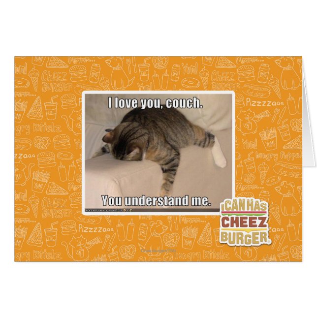 Jag kärlek, soffan. hälsningskort (Framsidan Horizontal)
