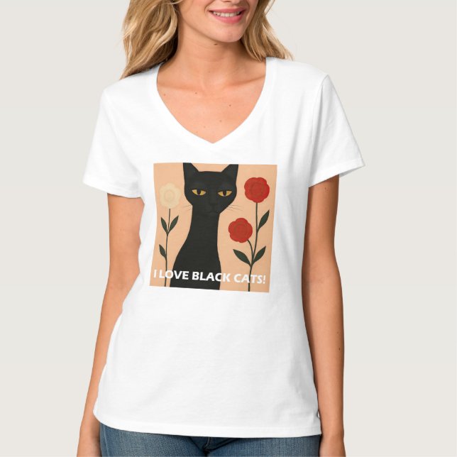 Jag KÄRLEK SVARTA KATTER! T Shirt (Framsida)