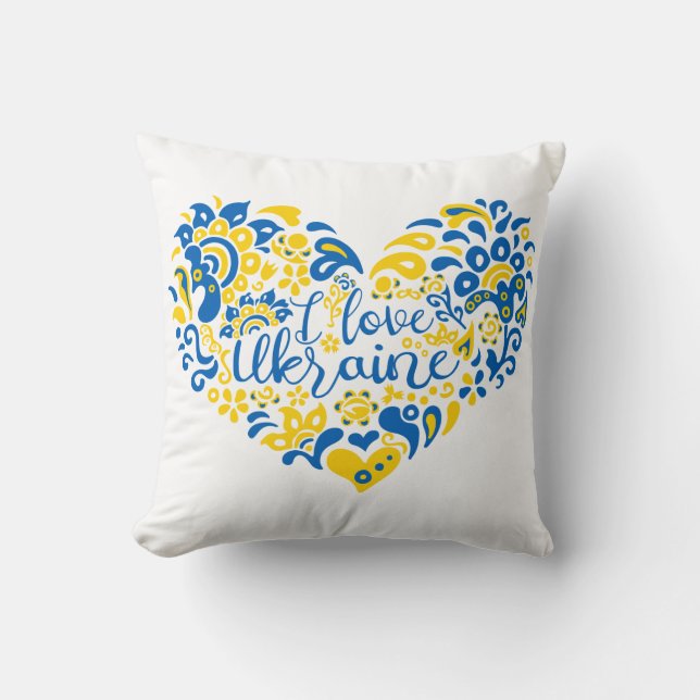 Jag kärlek Ukraina, inspirerande citat hjärta Kudde (Framsida)