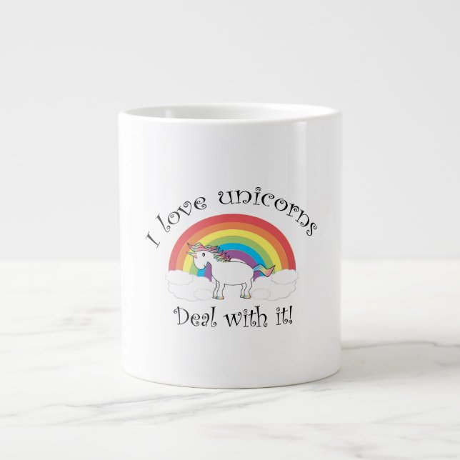 Jag kärlek unicorns Deal! Jumbo Mugg (Framsidan)