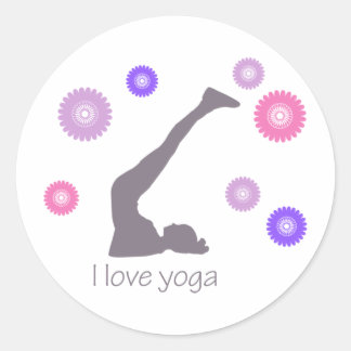 Jag Kärlek Yoga-coolans utformning! Runt Klistermärke