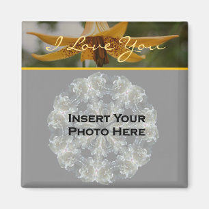 Jag Kärlek You Lily Flower Personlig Photo Magnet