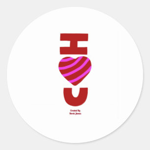Jag Kärlek You Round Sticker Runt Klistermärke