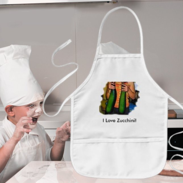 Jag Kärlek Zucchini! Barnförkläde (I Love Zucchini! Kids' Apron)