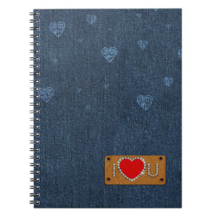 Jag Kärlekar dig. Blue Denim Mönster Gift Anteckningsbok