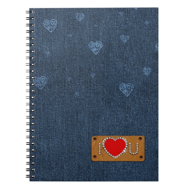 Jag Kärlekar dig. Blue Denim Mönster Gift Anteckningsbok (Framsidan)