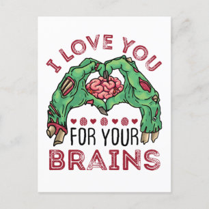 Jag Kärlekar dig för din hjärna Zombie Valentindag Vykort