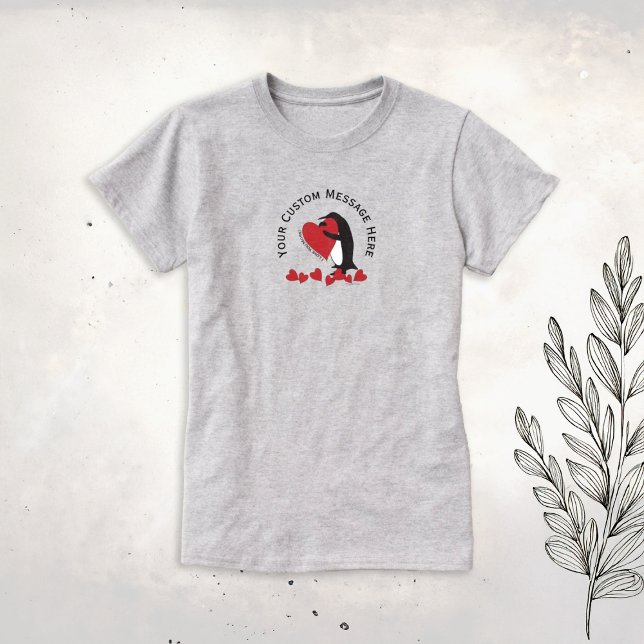 Jag Kärlekar dig mer! Penguin och Red Heart T Shirt (Skapare uppladdad)