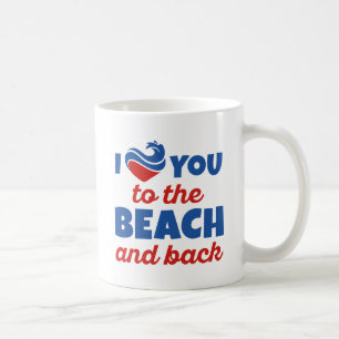 Jag Kärlekar dig till stranden och bak Kaffemugg