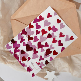 Jag kärlekar dig vattenfärgshjärtan på Alla hjärta Julkort