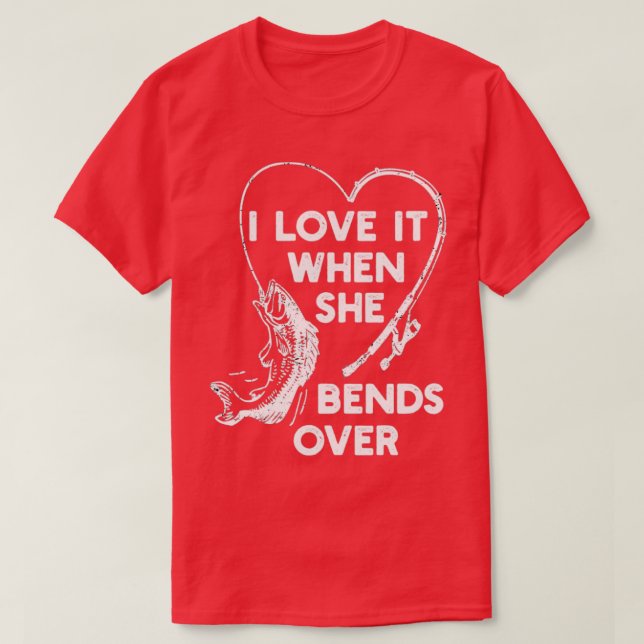 Jag Kärlekar när hon böjer sig över Novelty fisk T Shirt (Design framsida)