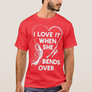 Jag Kärlekar när hon böjer sig över Novelty fisk T Shirt