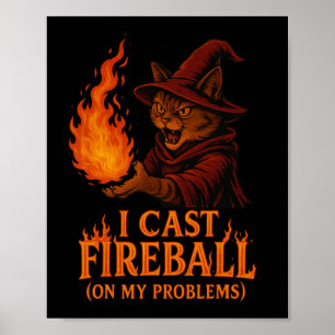 Jag Kastar Eldklot På Min Problement Katt Rpg Spel Poster