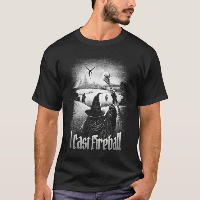 Jag kastar Fireball Fantasy Wizard RPG Klass Bräds T Shirt (Framsida)