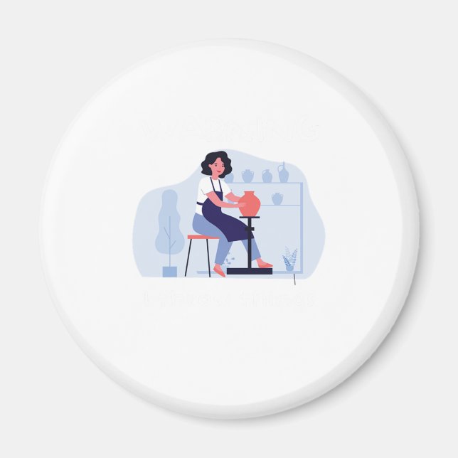 Jag kastar Sak Pottery Ceramics Porcelain Gift Magnet (Framsidan)