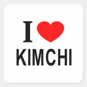 Jag ❤️ KIMCHI JAG ÄLSKAR KIMCHI JAG HJÄRTA KIMCHI Fyrkantigt Klistermärke