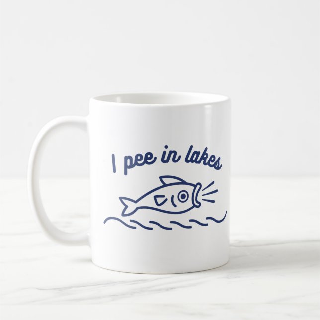 Jag kissar i sjöar Rolig fiskecaffekopp Kaffemugg (Vänster)