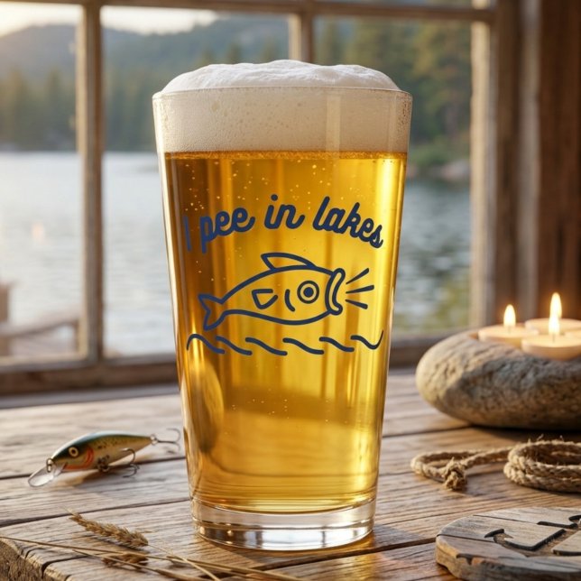 Jag kissar i sjöar Roligt pintglas Glaskopp (Skapare uppladdad)