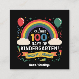 Jag Klarade 100 Dagar i Förskolan Anpassa Fyrkantigt Visitkort
