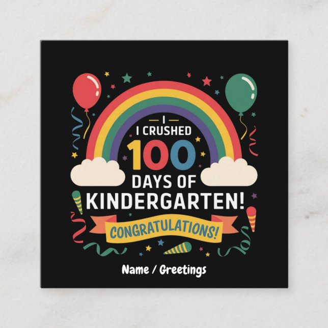 Jag Klarade 100 Dagar i Förskolan Anpassa Fyrkantigt Visitkort (Framsida)