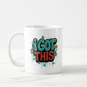 JAG KLARAR DET Graffiti Stil Motiverande Typografi Kaffemugg