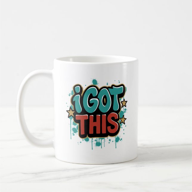 JAG KLARAR DET Graffiti Stil Motiverande Typografi Kaffemugg (Vänster)