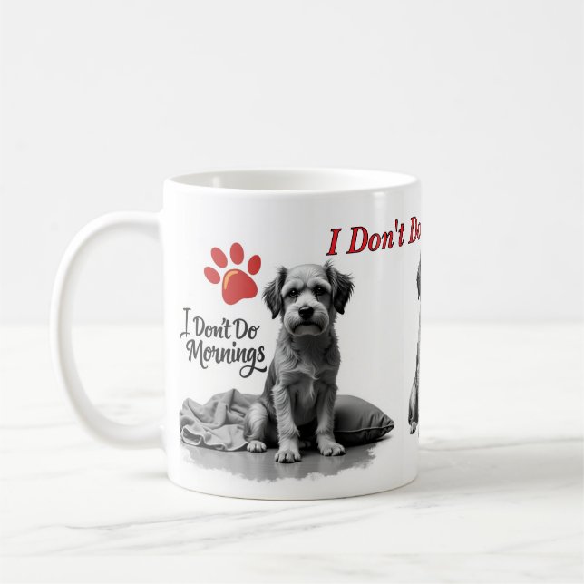Jag klarar inte morgnar – Grumpy Dog Mugg (Vänster)