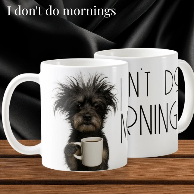 Jag klarar inte morgnar rolig hund kaffe kaffemugg (I don't do mornings funny dog caffeine coffee mug by Ricaso. Not morning person? This mug is for you)