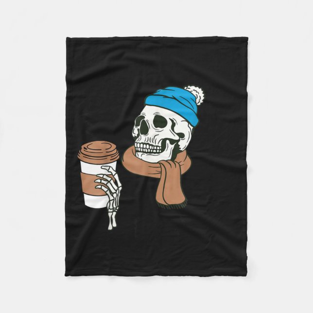 Jag klarar inte vinter så bra Rolig kaffe dödskall Fleecefilt (Framsidan)
