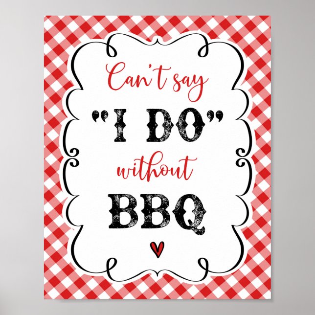 Jag klarar mig utan BBQ Red Gingham Picnic Poster (Framsidan)