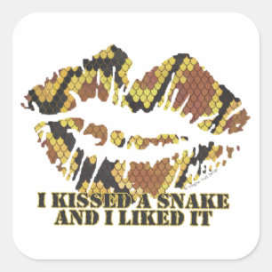 Jag klickade på en Snake Brown och Guld Fyrkantigt Klistermärke