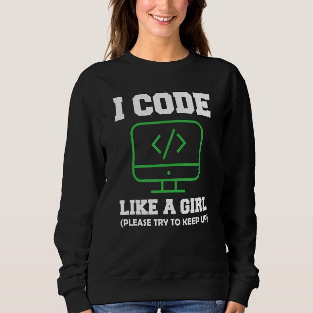 Jag Kodar Som En Tjej Datorprogrammering Söt Veten T Shirt (Framsida)