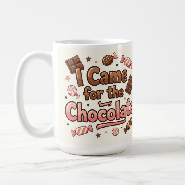 Jag kom för chokladen  kaffemugg (Vänster)