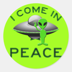 JAG KOM I FRED - ALIEN RUNT KLISTERMÄRKE