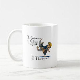 Jag kom, jag såg, jag drack, roligt. kaffemugg