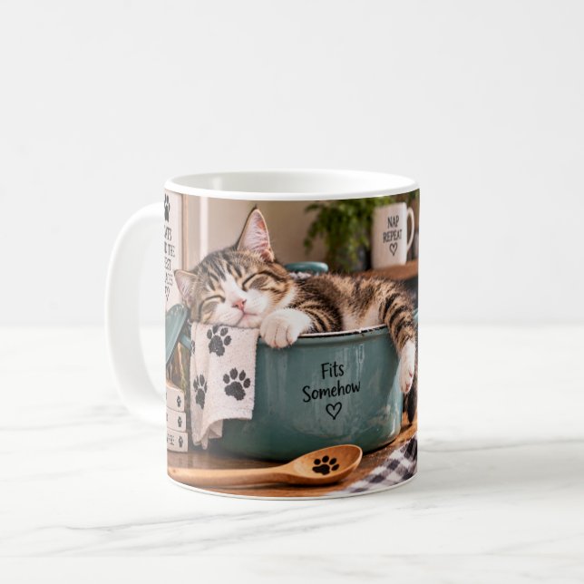 Jag Kom Jag Såg Jag Sov Rolig Kattmugg Kaffemugg (Framsida vänster)