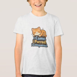 “Jag kom. Jag spinnade. Jag erövrade - Roligt katt T Shirt