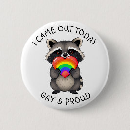 Jag kom ut idag | Gay & Proud Raccoon Knapp