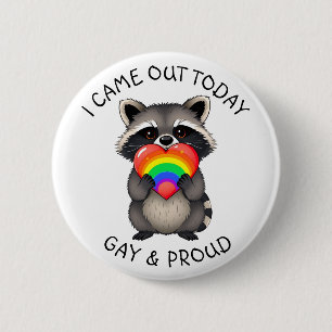 Jag kom ut idag   Gay & Proud Raccoon Knapp