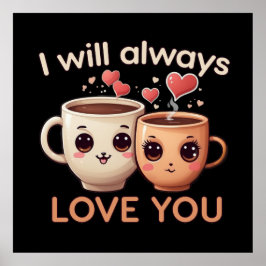 Jag kommer alltid att kärlek dig, Cute tea kopp pa Poster