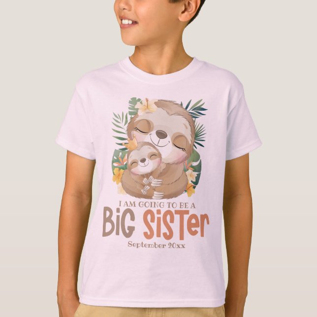 Jag kommer att bli en stor syster Sloth-varning T Shirt (Framsida)